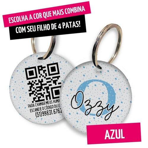 Placa de Identifica��o com Telefone e QR Code - Monograma - Escolha a Cor - 8 cores dispon�veis