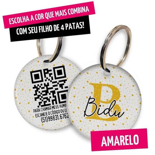 Placa de Identifica��o com Telefone e QR Code - Monograma - Escolha a Cor - 8 cores dispon�veis
