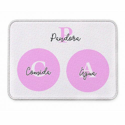 Kit Comedouro + Bebedouro + Tapete Personalizados Monograma - Escolha a Cor - 8 cores dispon�veis