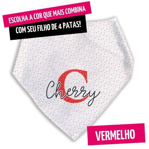 Bandana Personalizada Com o Nome do Pet - Monograma - Escolha a Cor - 8 cores dispon�veis