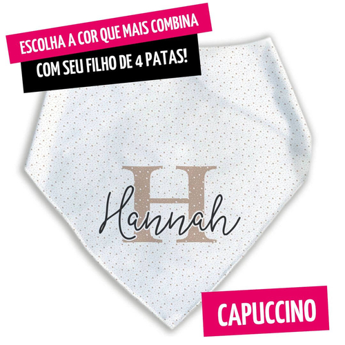 Bandana Personalizada Com o Nome do Pet - Monograma - Escolha a Cor - 8 cores dispon�veis
