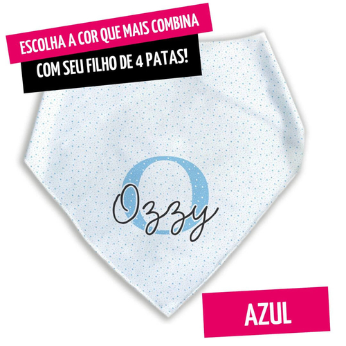 Bandana Personalizada Com o Nome do Pet - Monograma - Escolha a Cor - 8 cores dispon�veis