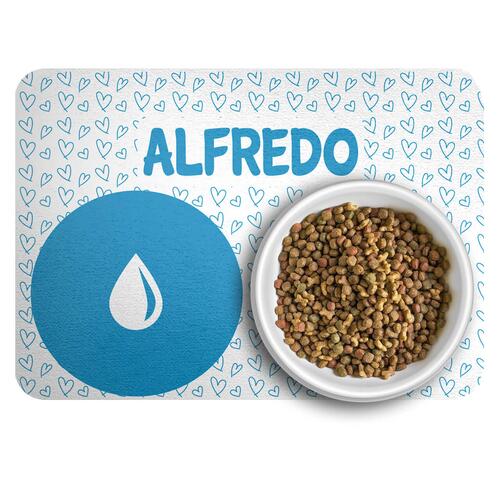 Tapete para Comedouro Personalizado Amor Azul - Escolha os �cones