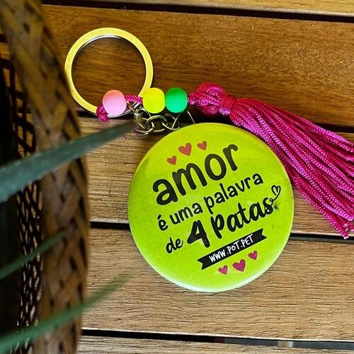 Chaveiro Com Espelho - Amor � Palavra de 4 Patas
