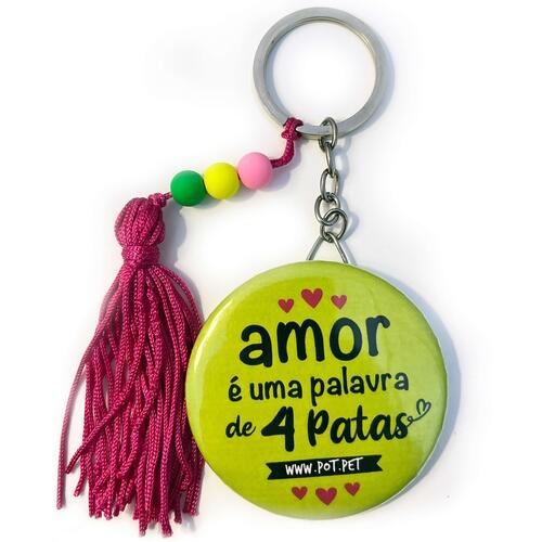 Chaveiro Com Espelho - Amor � Palavra de 4 Patas