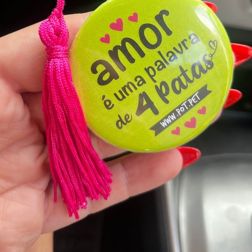 Chaveiro Com Espelho - Amor é Palavra de 4 Patas