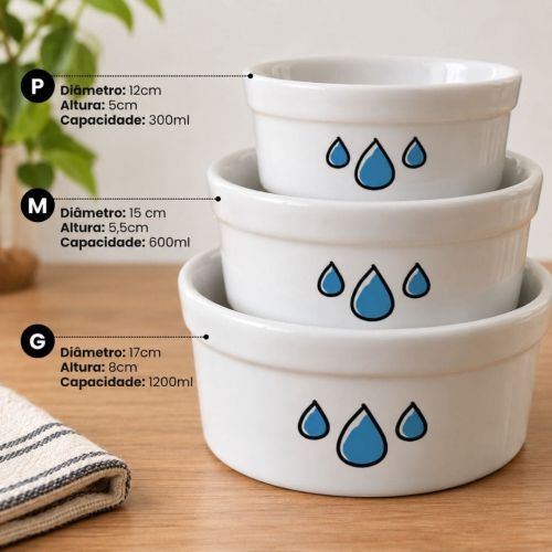 Bebedouro Gotas - Sem Nome - Tigela de Cer�mica para Pets - Escolha a Cor