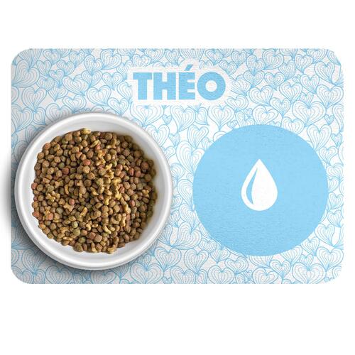 Kit Comedouro + Bebedouro + Tapete Personalizados - Mar de Cora��es - Azul
