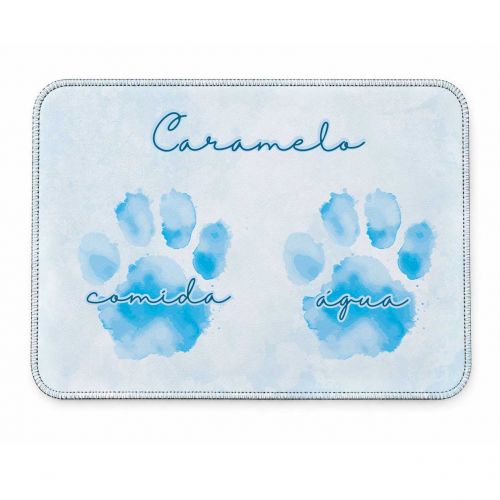 Tapete Duplo Antiderrapante Personalizado - Patinha Aquarela Azul ou Rosa