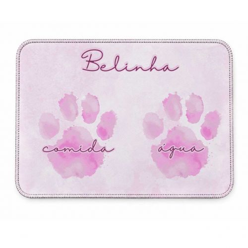 Tapete Duplo Antiderrapante Personalizado - Patinha Aquarela Azul ou Rosa