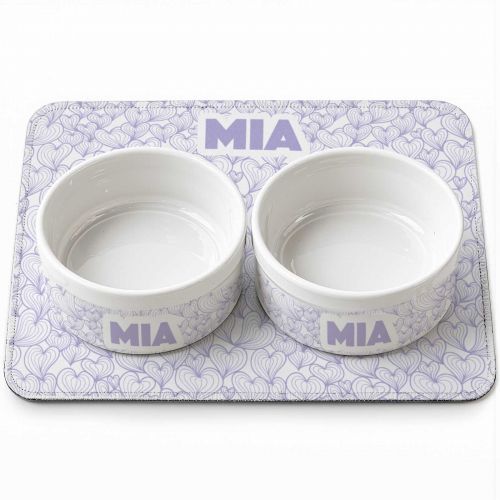 Tapete para Comedouro Personalizado - Mar de Cora��es | Escolha a Cor