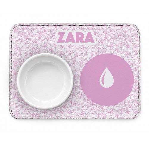 Tapete para Comedouro Personalizado - Mar de Cora��es | Escolha a Cor