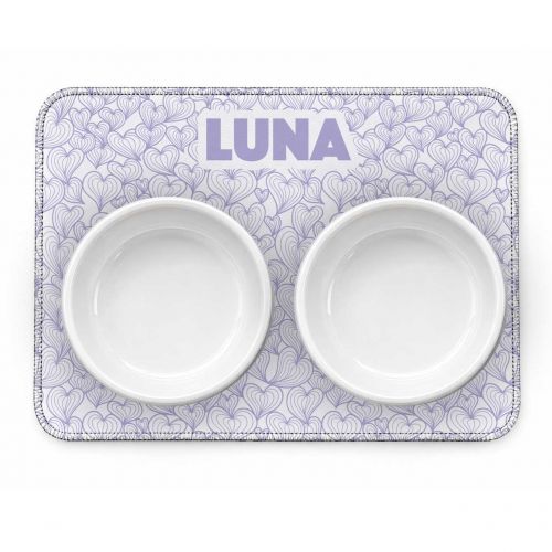 Tapete para Comedouro Personalizado - Mar de Cora��es | Escolha a Cor