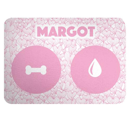 Tapete para Comedouro Personalizado - Mar de Cora��es - Rosa