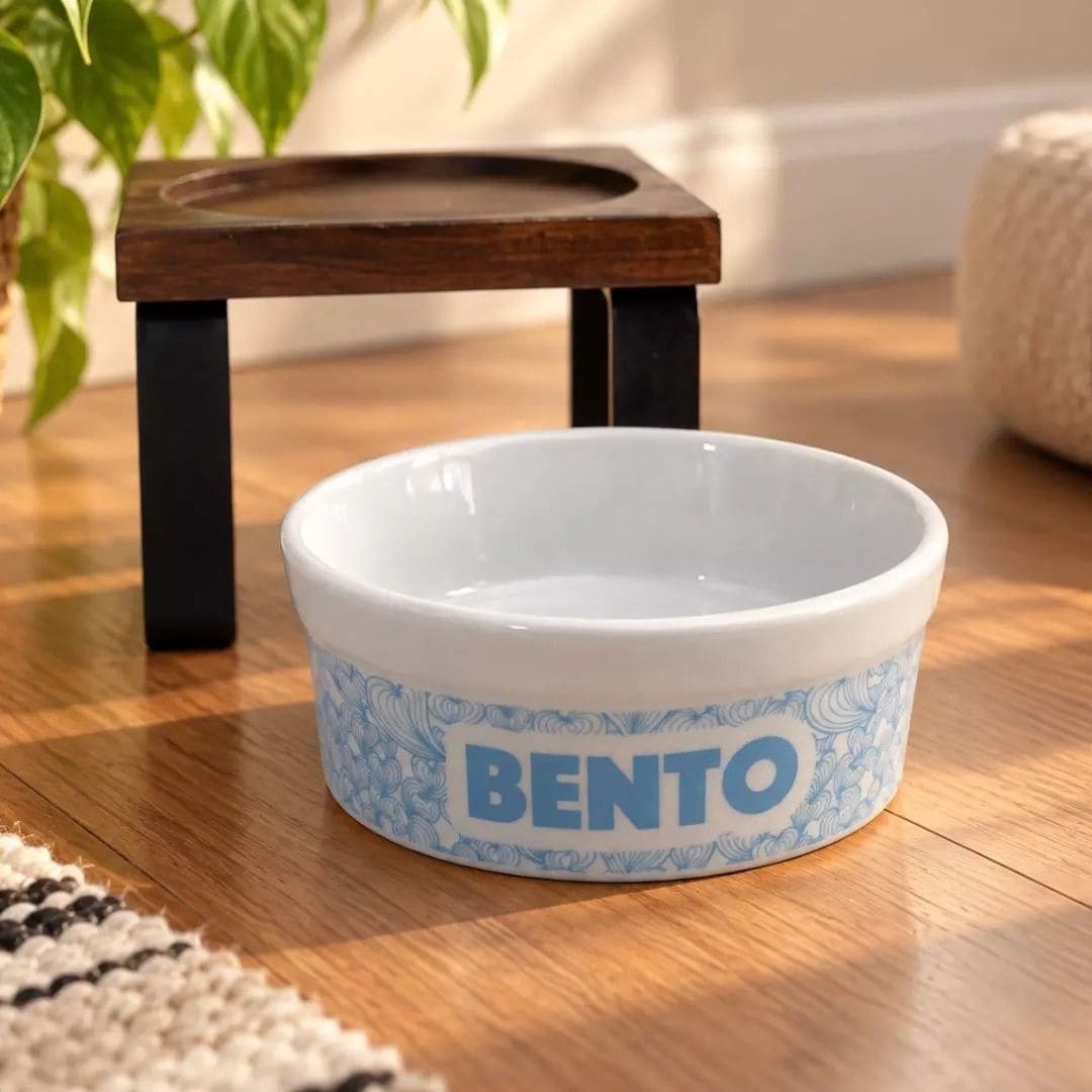 Comedouro ou Bebedouro de Cerâmica Personalizado - Mar de Corações | Escolha a Cor