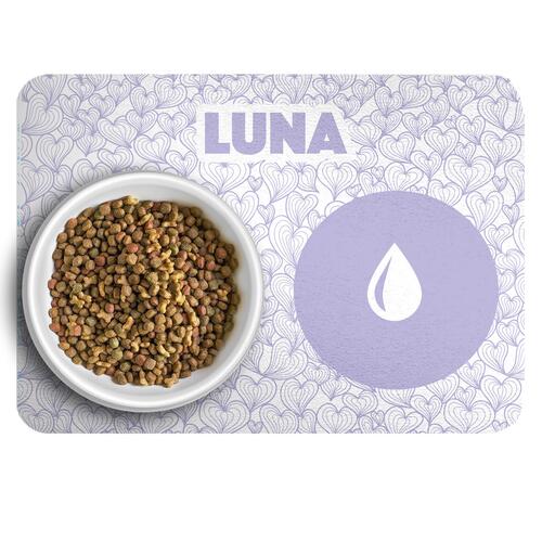 Kit Comedouro + Bebedouro + Tapete Personalizados - Mar de Cora��es - Lil�s
