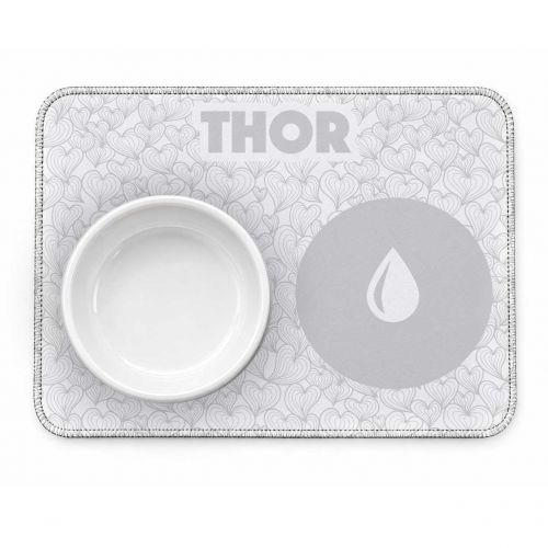 Kit Comedouro + Bebedouro + Tapete Personalizados - Mar de Cora��es - Escolha a Cor