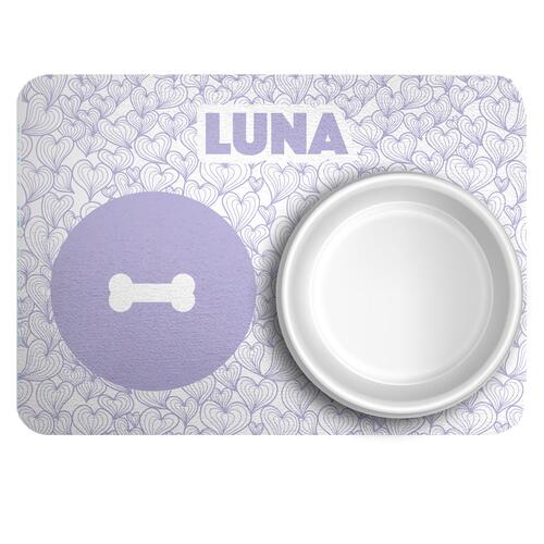 Tapete para Comedouro Personalizado - Mar de Cora��es - Lil�s