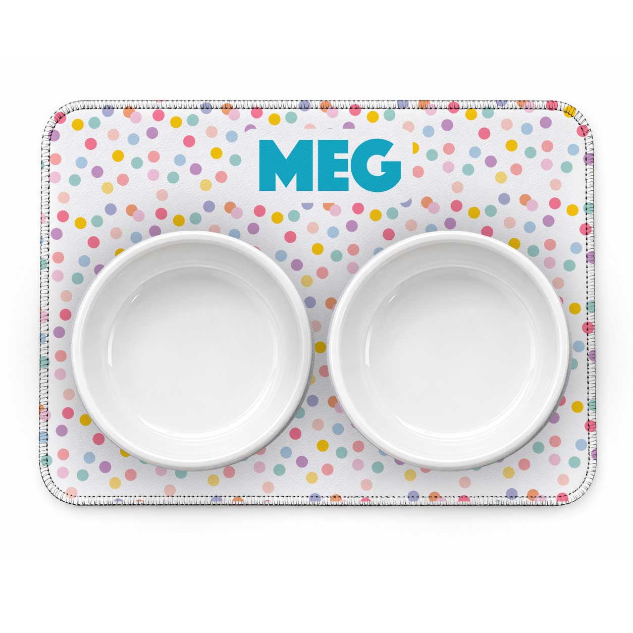 Kit Comedouro + Bebedouro + Tapete Personalizados - Confetes