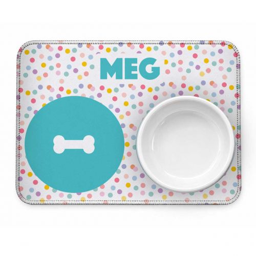 Tapete Duplo Antiderrapante Personalizado para Comedouro e Bebedouro - Confetes
