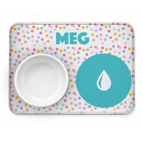 Tapete Duplo Antiderrapante Personalizado para Comedouro e Bebedouro - Confetes
