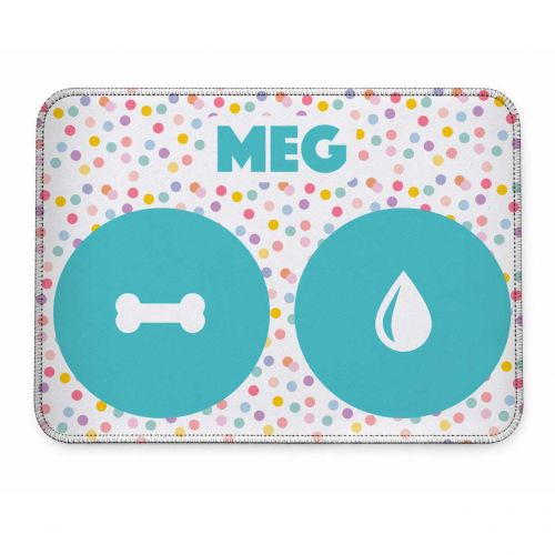 Tapete Duplo Antiderrapante Personalizado para Comedouro e Bebedouro - Confetes