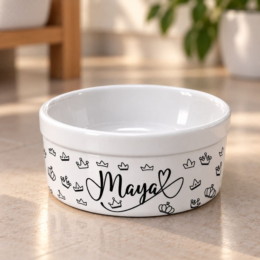 Comedouro ou Bebedouro de Cerâmica Personalizado - Realeza