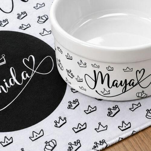 Kit Comedouro + Bebedouro + Tapete Personalizados - Realeza