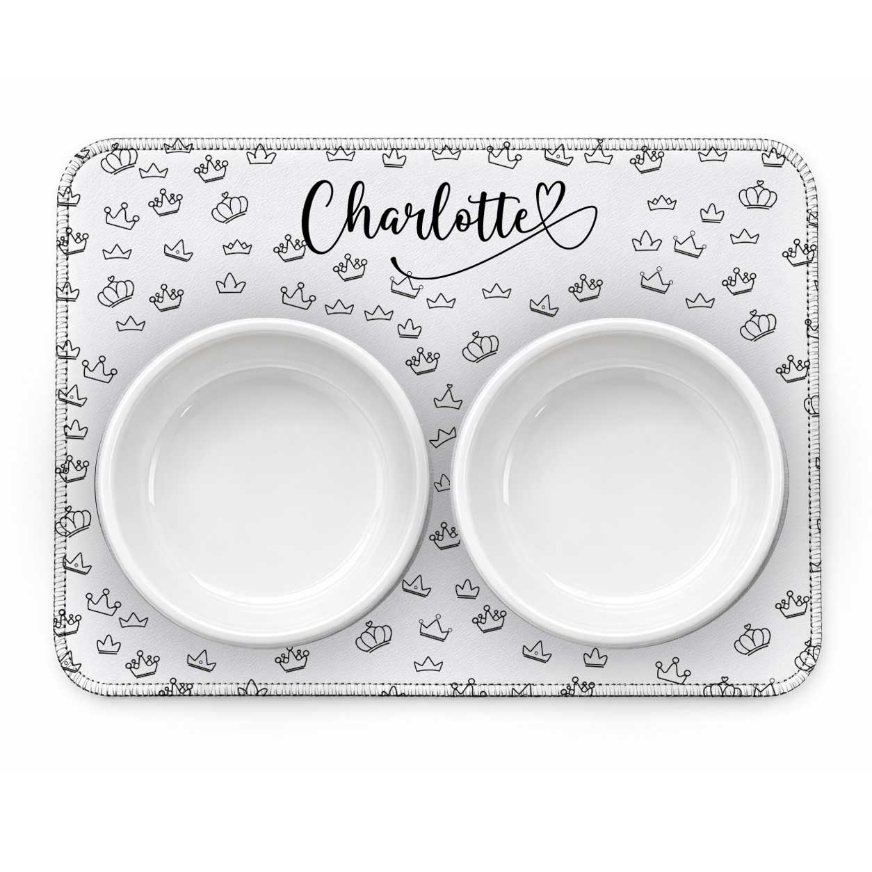 Kit Comedouro + Bebedouro + Tapete Personalizados - Realeza