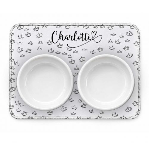 Kit Comedouro + Bebedouro + Tapete Personalizados - Realeza