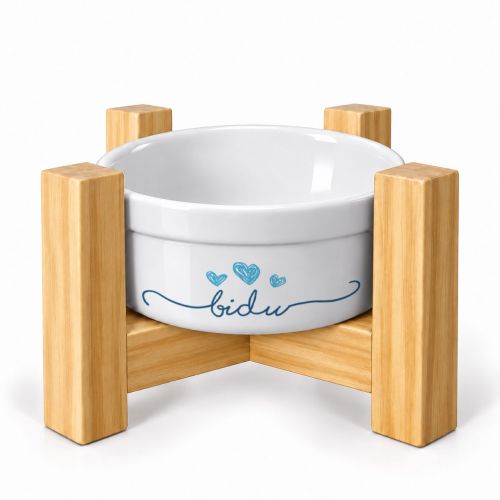 Kit 2 Tigelas Personalizadas+ 2 Suportes de Eleva��o - Tr�s Cora��es