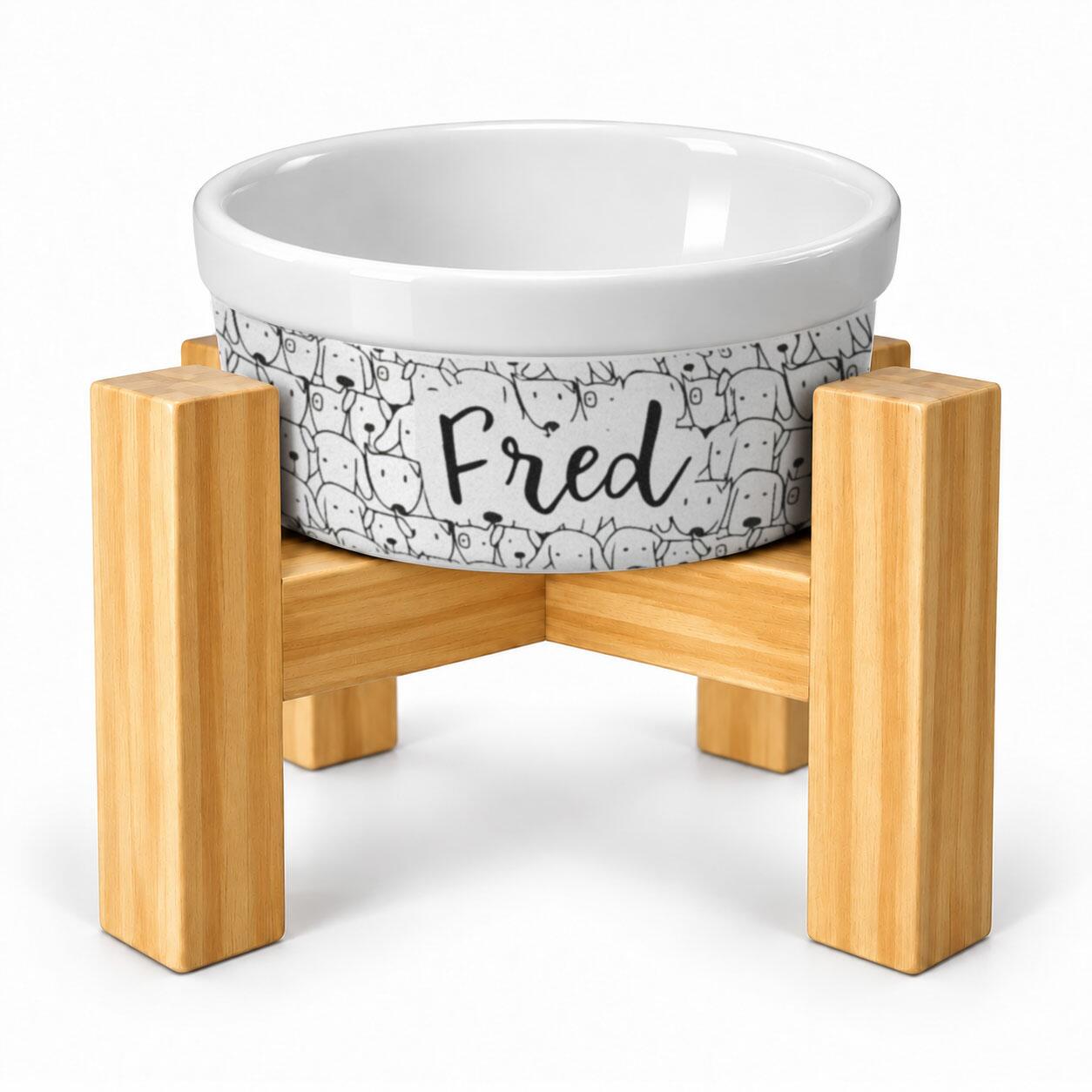 Kit Comedouro Personalizado com Suporte Individual - Cachorrada
