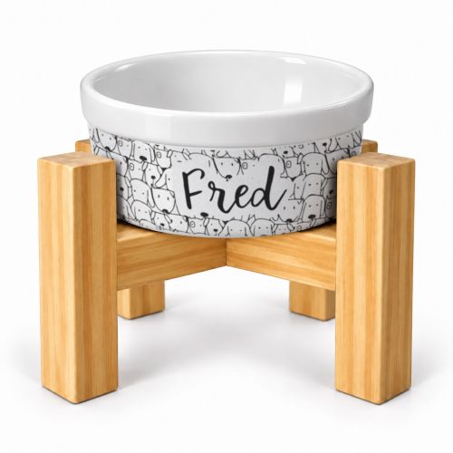 Kit Comedouro Personalizado com Suporte Individual - Cachorrada