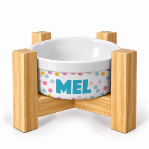 Kit Comedouro Personalizado com Suporte Individual - Confetes