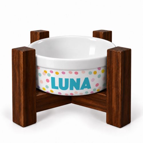 Kit Comedouro Personalizado com Suporte Individual - Confetes