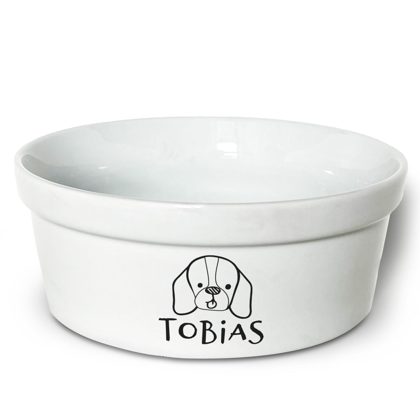 Comedouro/Bebedouro Personalizado Com o Nome do Pet - Tigela de Cerâmica para Pets - Beagle