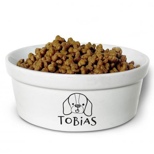 Comedouro/Bebedouro Personalizado Com o Nome do Pet - Tigela de Cer�mica para Pets - Beagle
