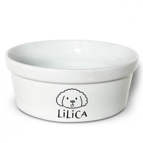 Comedouro/Bebedouro Personalizado Com o Nome do Pet - Tigela de Cer�mica para Pets - Bichon Fris�