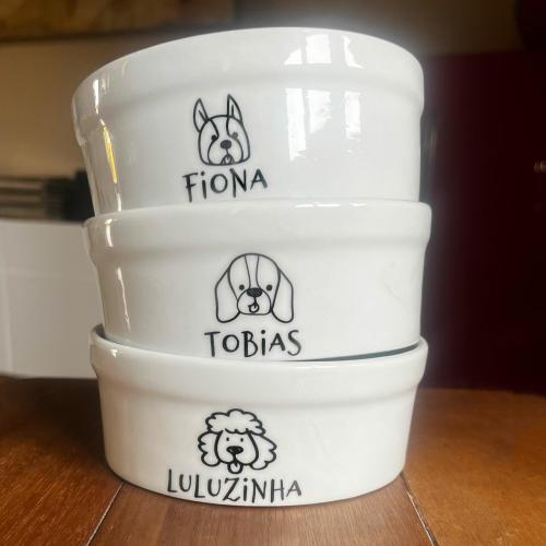 Kit Tigela Personalizada + Suporte de Elevação - Bichon Frisé