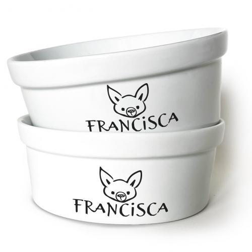 Kit Comedouro + Bebedouro Personalizados Com o Nome do Pet - Dupla de Tigelas de Cer�mica para Pets - Chihuahua