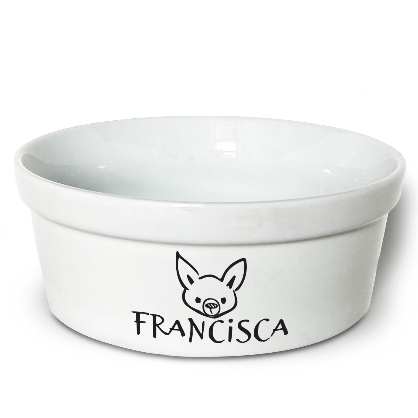 Kit Comedouro + Bebedouro Personalizados Com o Nome do Pet - Dupla de Tigelas de Cerâmica para Pets - Chihuahua