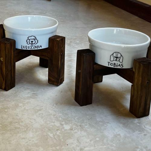 Comedouro/Bebedouro Personalizado Com o Nome do Pet - Tigela de Cerâmica para Pets - Cocker