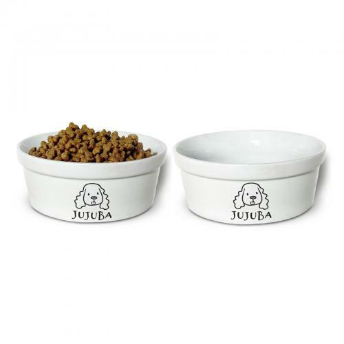 Kit Comedouro + Bebedouro Personalizados Com o Nome do Pet - Dupla de Tigelas de Cer�mica para Pets - Cocker