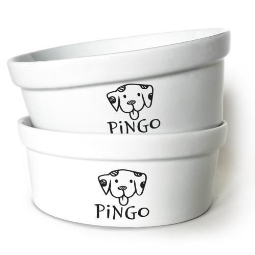 Kit Comedouro + Bebedouro Personalizados Com o Nome do Pet - Dupla de Tigelas de Cer�mica para Pets - D�lmata