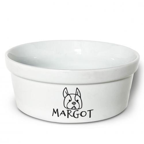Kit Comedouro + Bebedouro Personalizados Com o Nome do Pet - Dupla de Tigelas de Cer�mica para Pets - Buldogue Franc�s