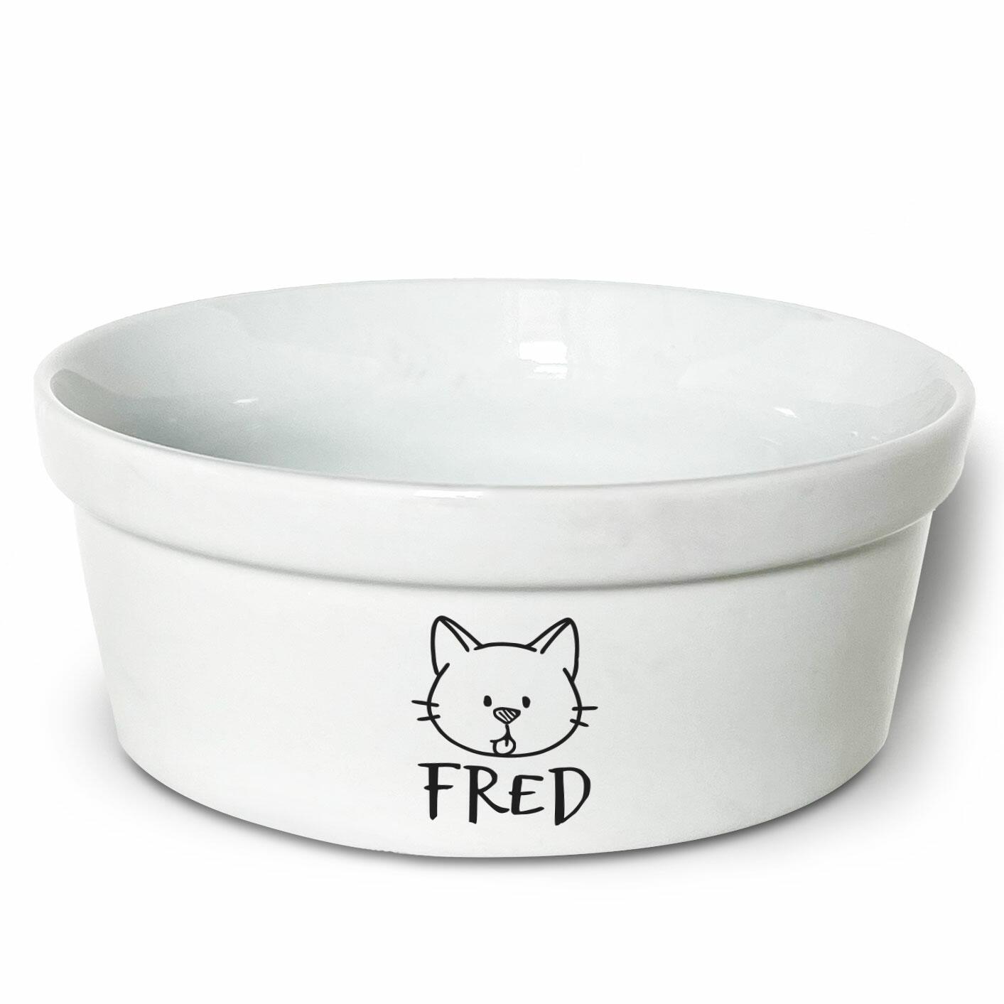 Comedouro/Bebedouro Personalizado Com o Nome do Pet - Tigela de Cerâmica para Pets - Gato