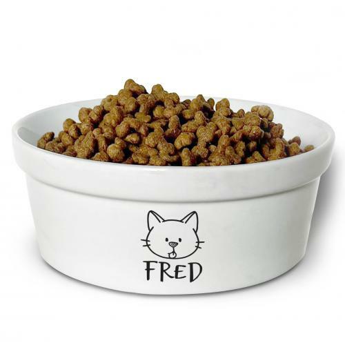 Kit Comedouro + Bebedouro Personalizados Com o Nome do Pet - Dupla de Tigelas de Cer�mica para Pets - Gato