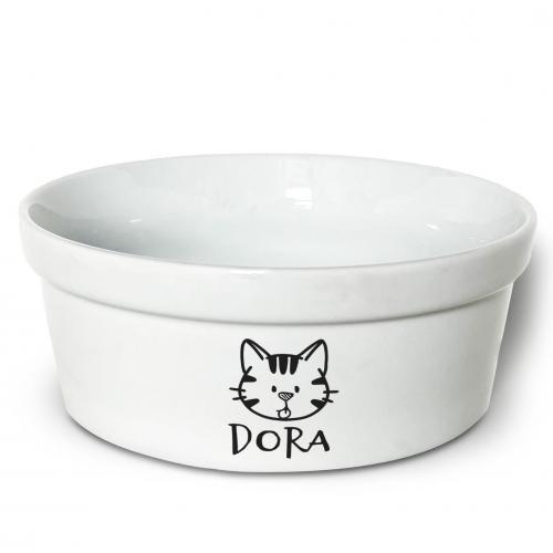 Comedouro/Bebedouro Personalizado Com o Nome do Pet - Tigela de Cer�mica para Pets - Gato Rajado