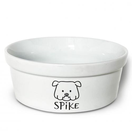 Kit Comedouro + Bebedouro Personalizados Com o Nome do Pet - Dupla de Tigelas de Cerâmica para Pets - Buldogue Inglês