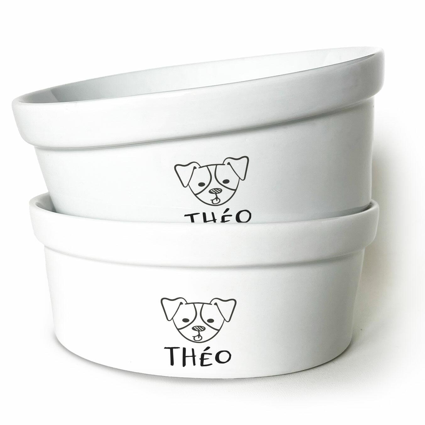 Kit Comedouro + Bebedouro Personalizados Com o Nome do Pet - Dupla de Tigelas de Cerâmica para Pets - Jack Russell